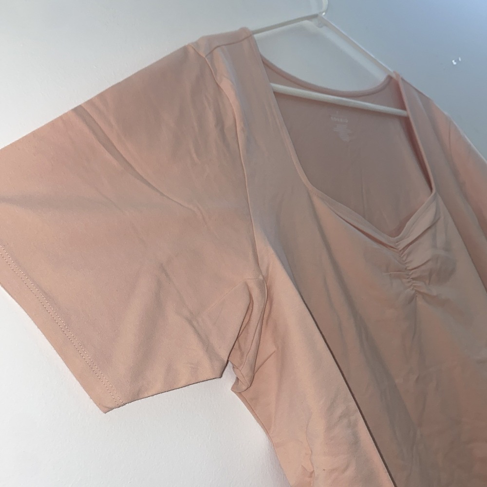 Torrid Pale Blush‎ Cinch Blouse Top Short Sleeve Size 5 Size 28 - Picture 3 of 5